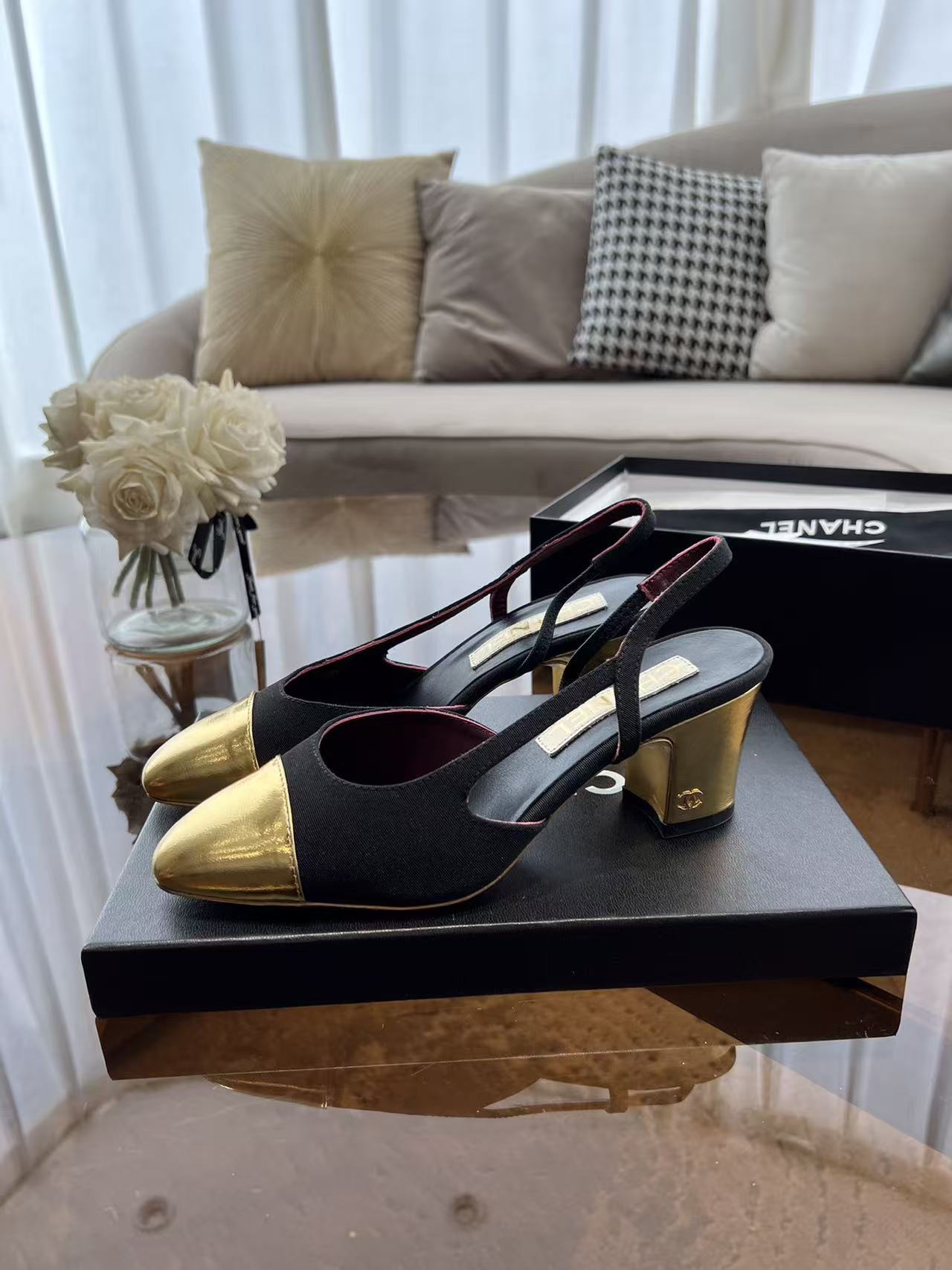 CHANE1 高品質カラーブロックローヒールシューズ【50％割引+送料無料】
