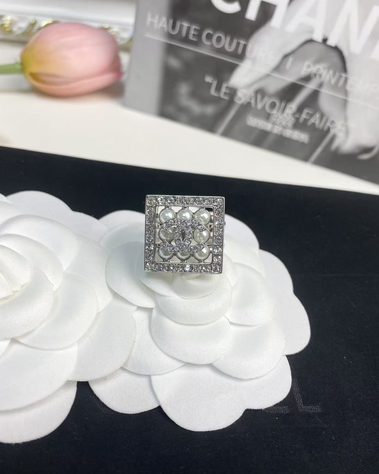 CHANE1 ダブルC ダイヤモンドパールリング【50％割引+送料無料】