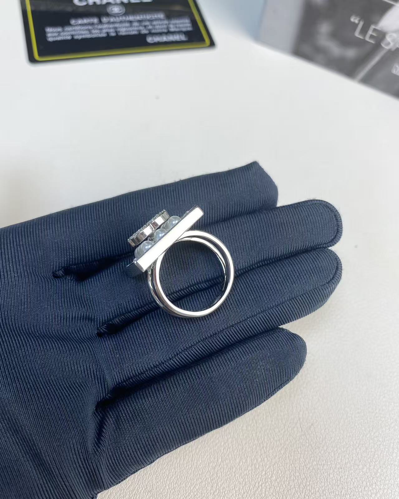 CHANE1 ダブルC ダイヤモンドパールリング【50％割引+送料無料】