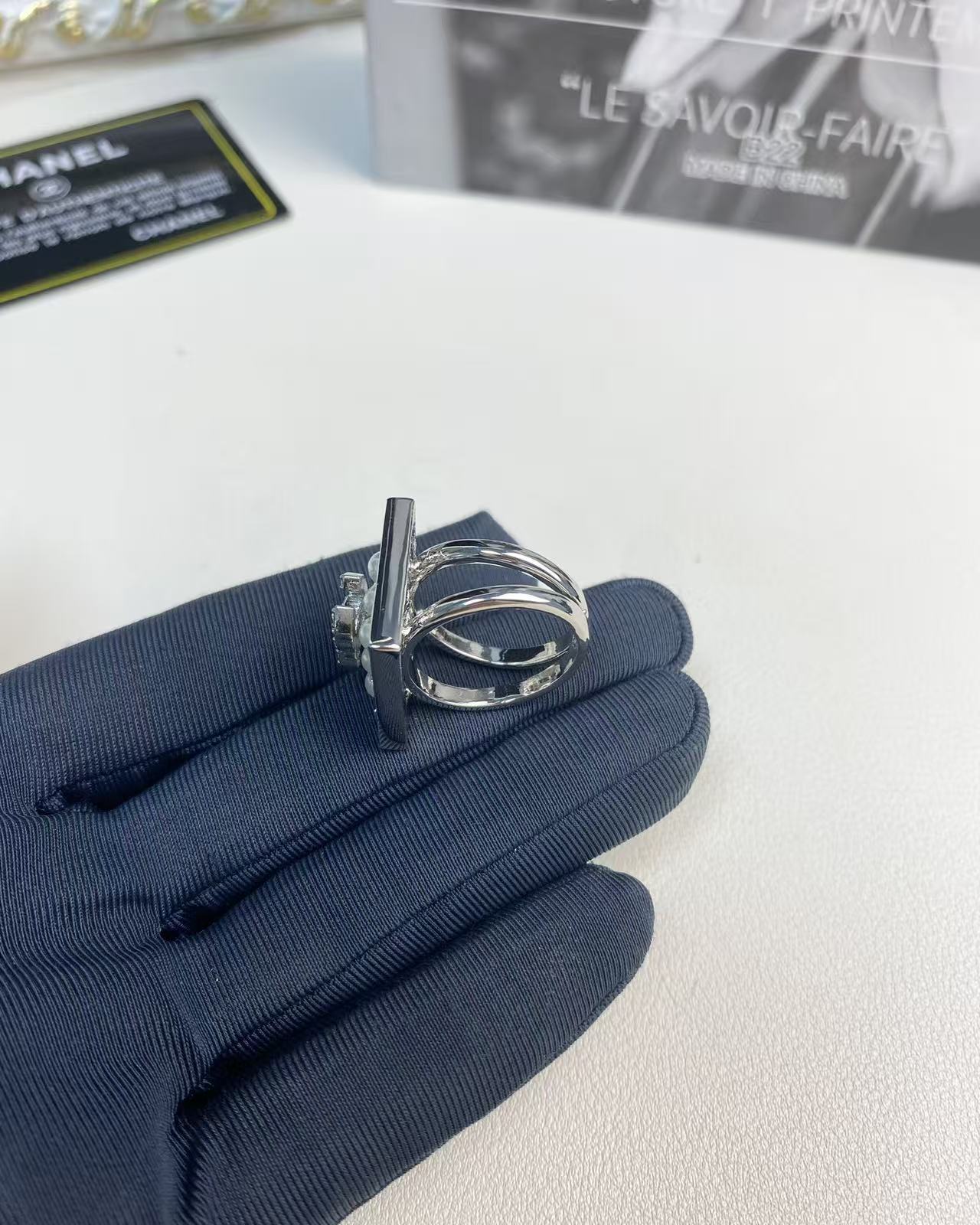 CHANE1 ダブルC ダイヤモンドパールリング【50％割引+送料無料】