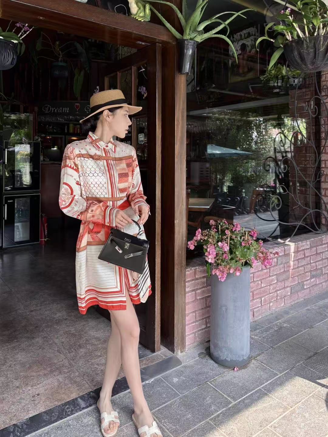 HERME5プリント柄の長袖ワンピース【50％割引+送料無料】