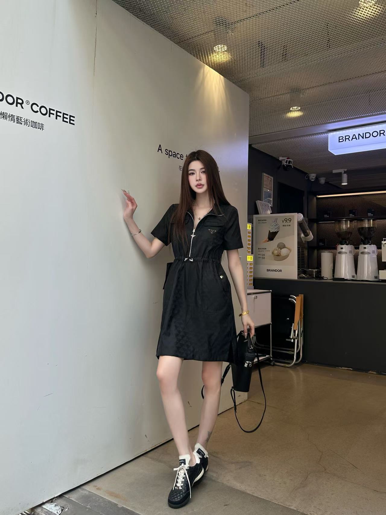 PR4DA トライアングルロゴ ドローストリング 半袖ドレス【50％割引+送料無料】