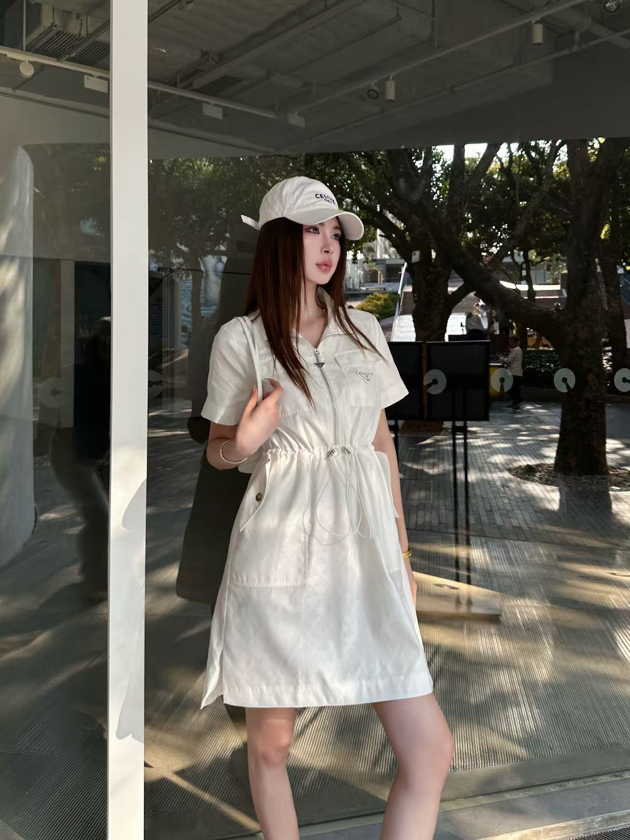 PR4DA トライアングルロゴ ドローストリング 半袖ドレス【50％割引+送料無料】