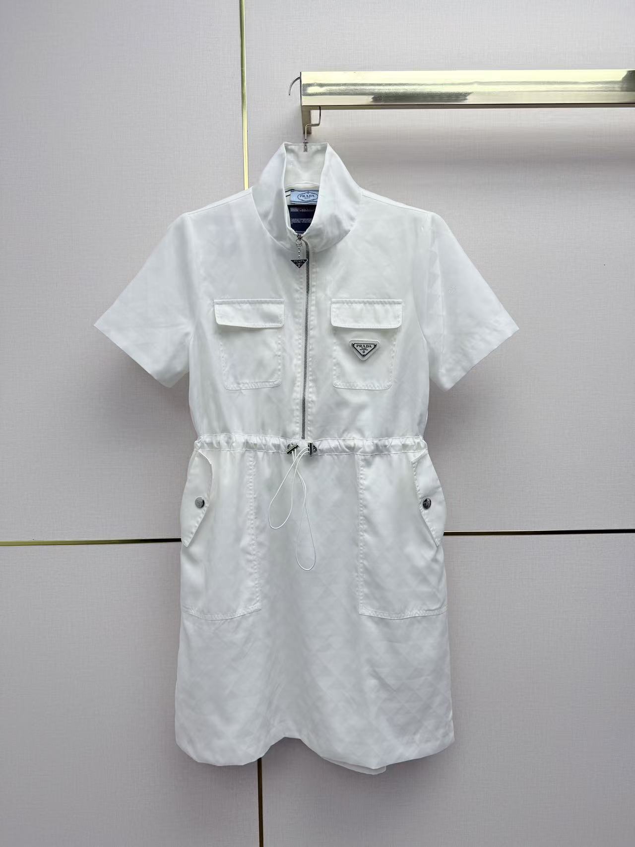 PR4DA トライアングルロゴ ドローストリング 半袖ドレス【50％割引+送料無料】