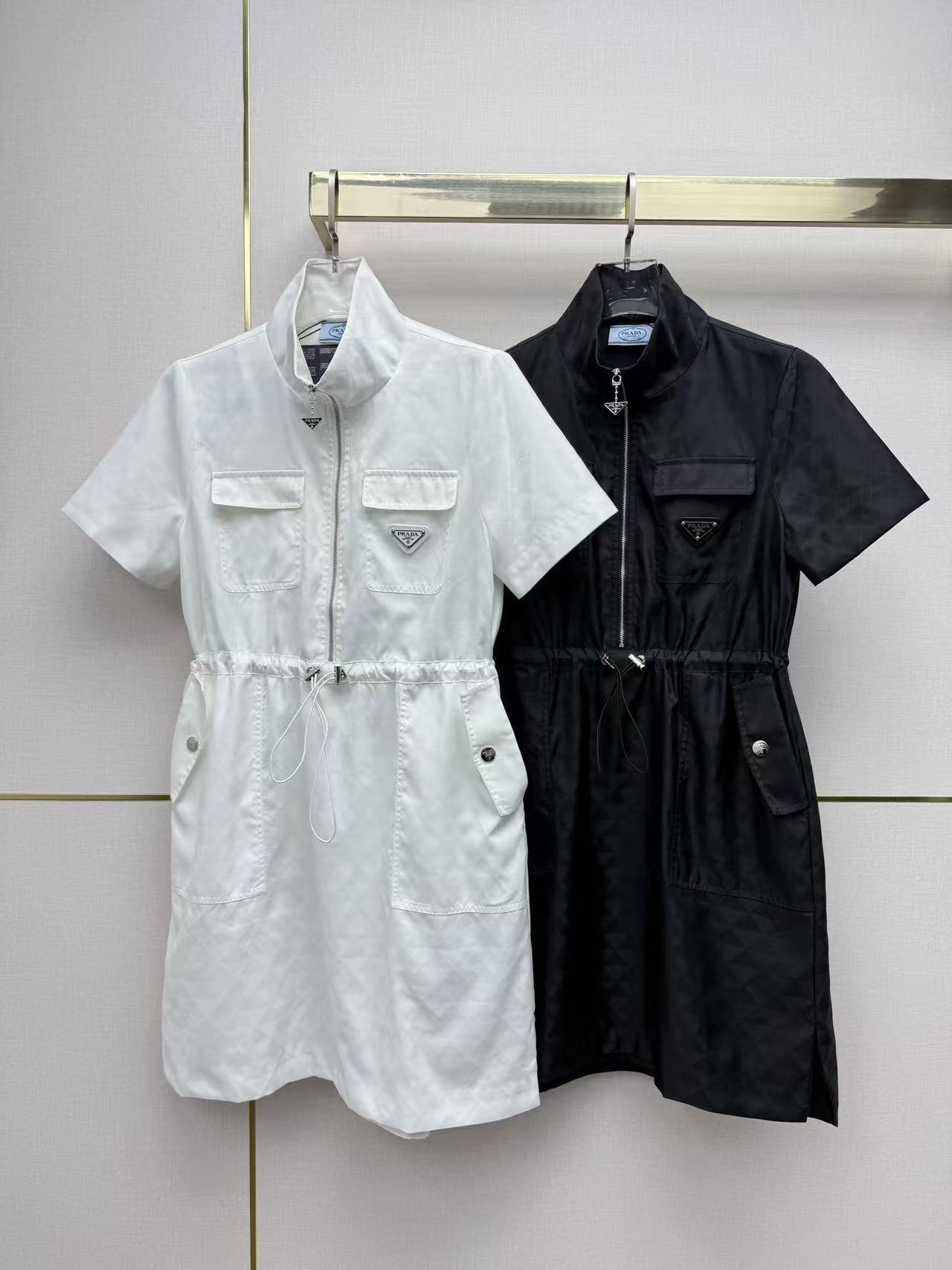 PR4DA トライアングルロゴ ドローストリング 半袖ドレス【50％割引+送料無料】