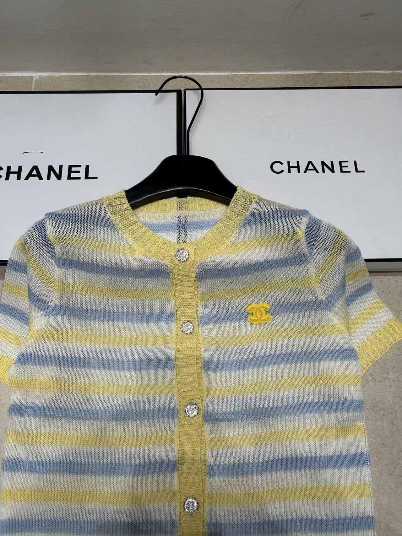 CHANE1 ダブルCカラーブロックウールカーディガン【50％割引+送料無料】