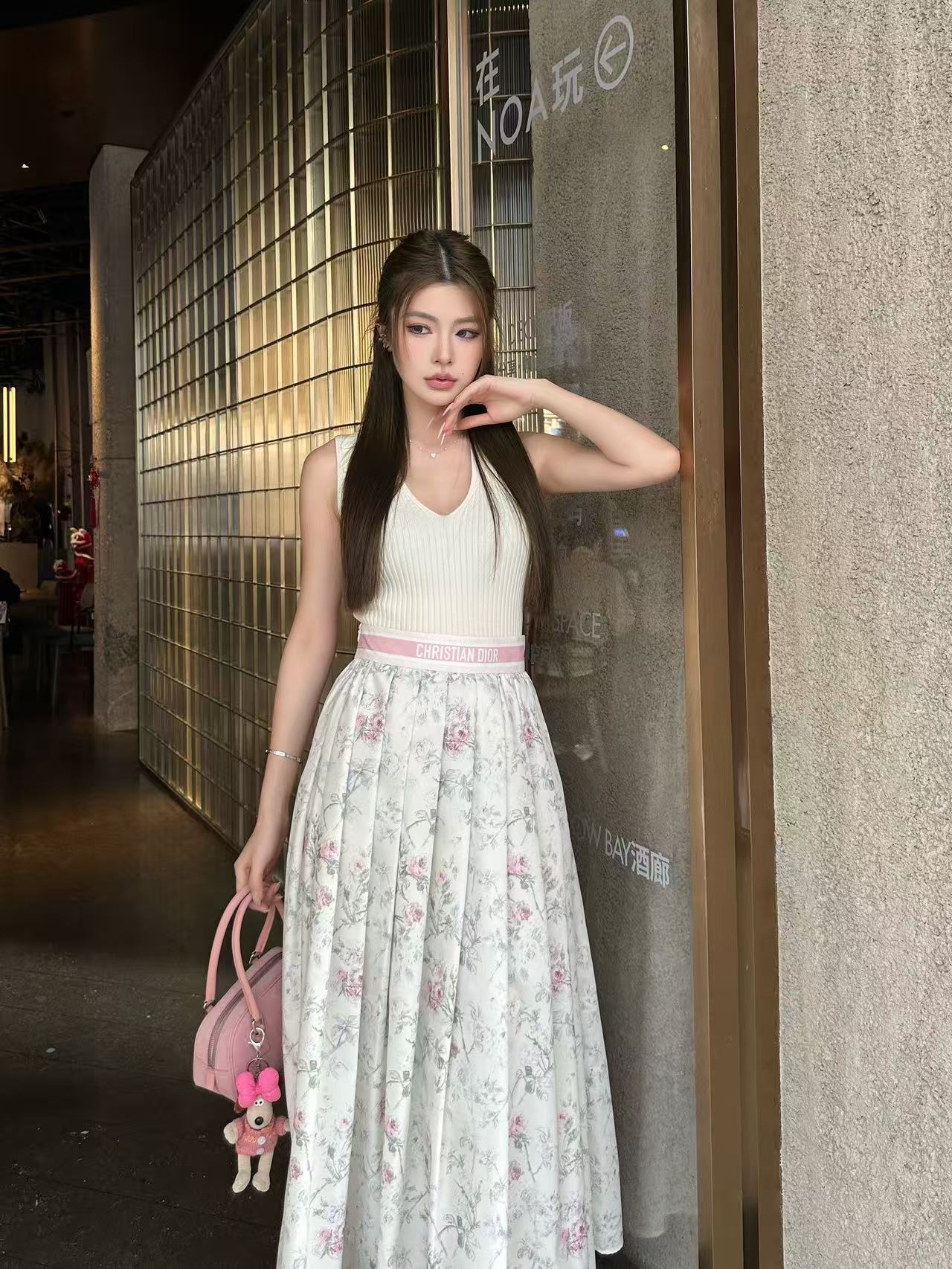 DI0R花柄プリントのミディスカート【50％割引+送料無料】