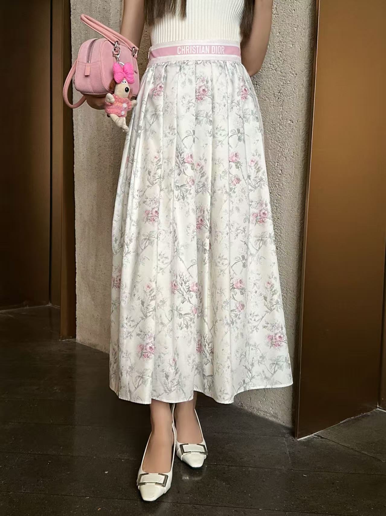 DI0R花柄プリントのミディスカート【50％割引+送料無料】