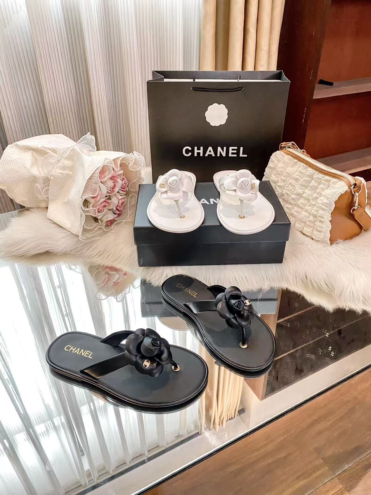 CHANE1 カメリアスリッパ【50％割引+送料無料】