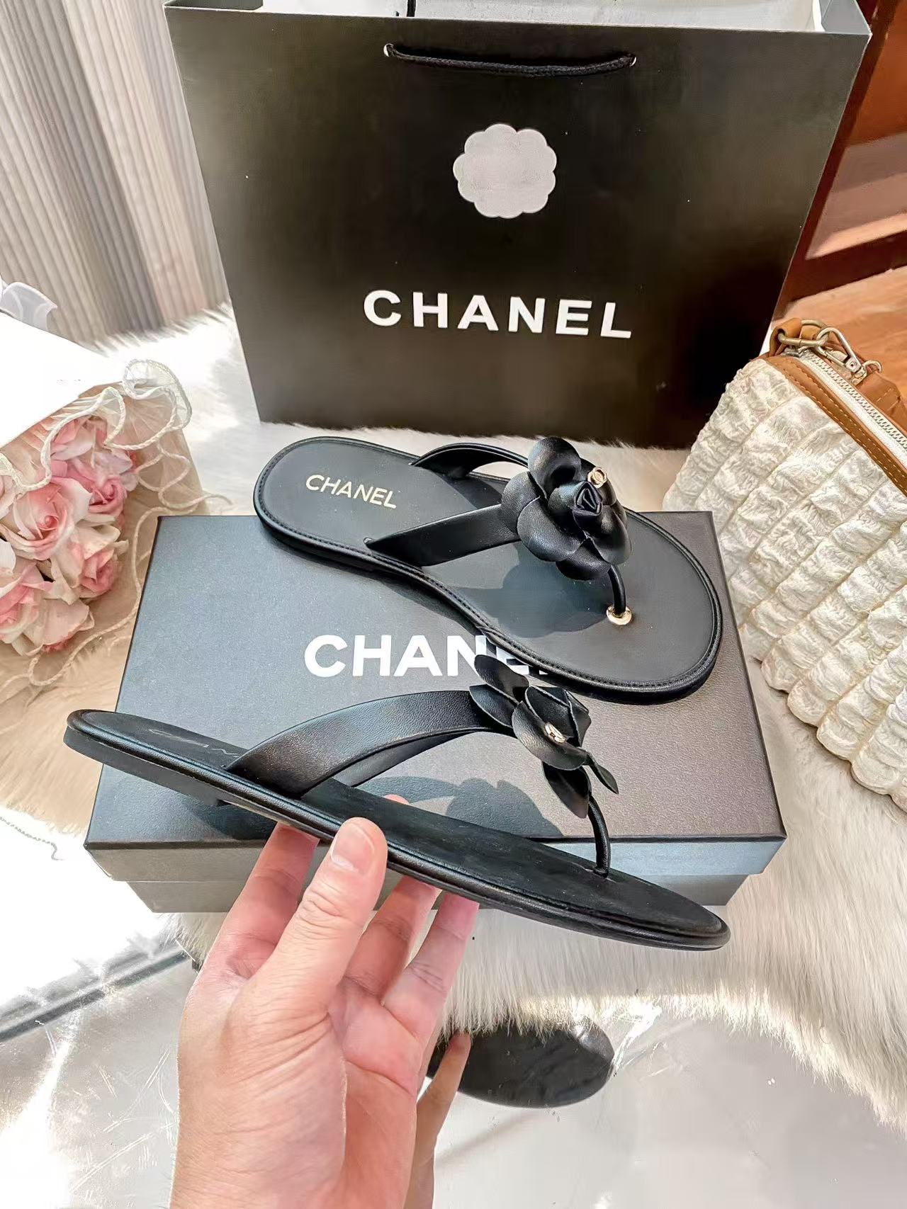 CHANE1 カメリアスリッパ【50％割引+送料無料】