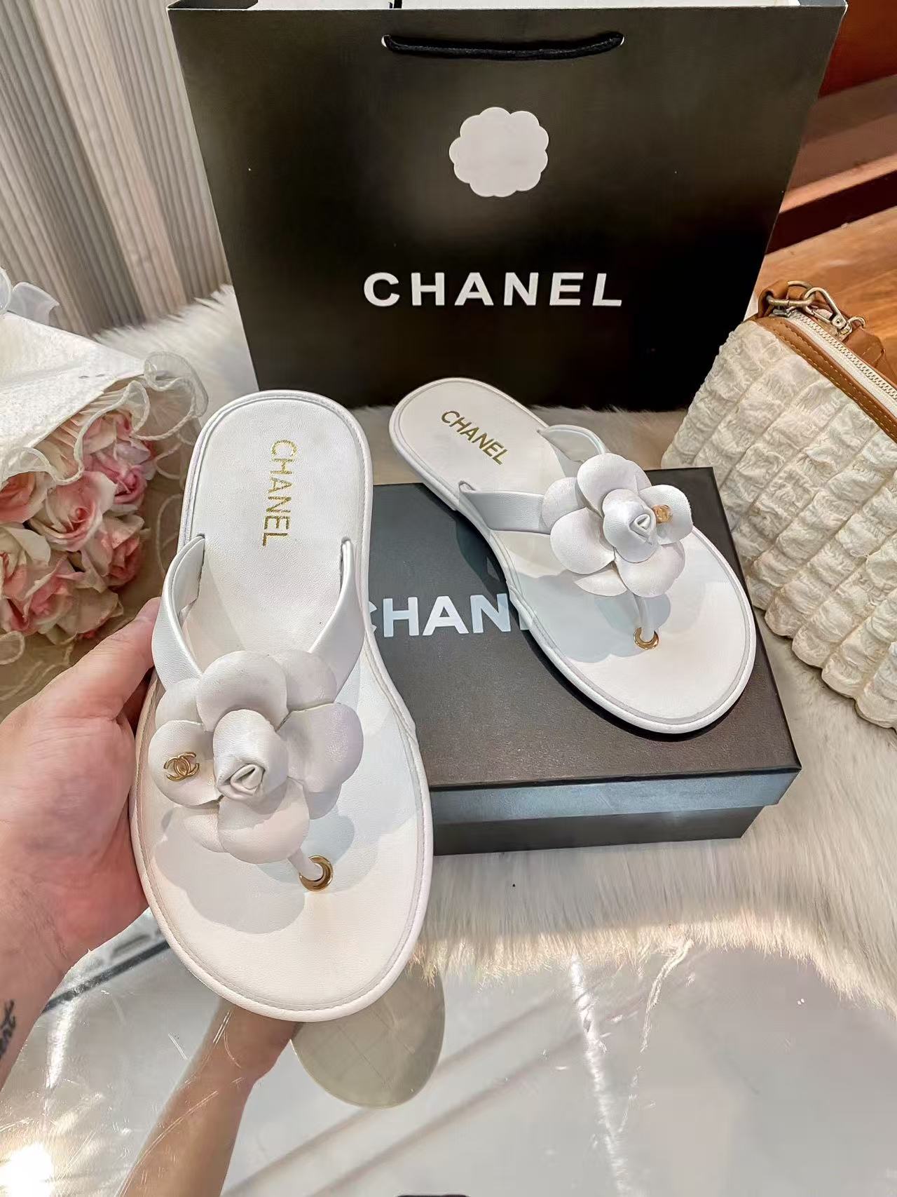 CHANE1 カメリアスリッパ【50％割引+送料無料】
