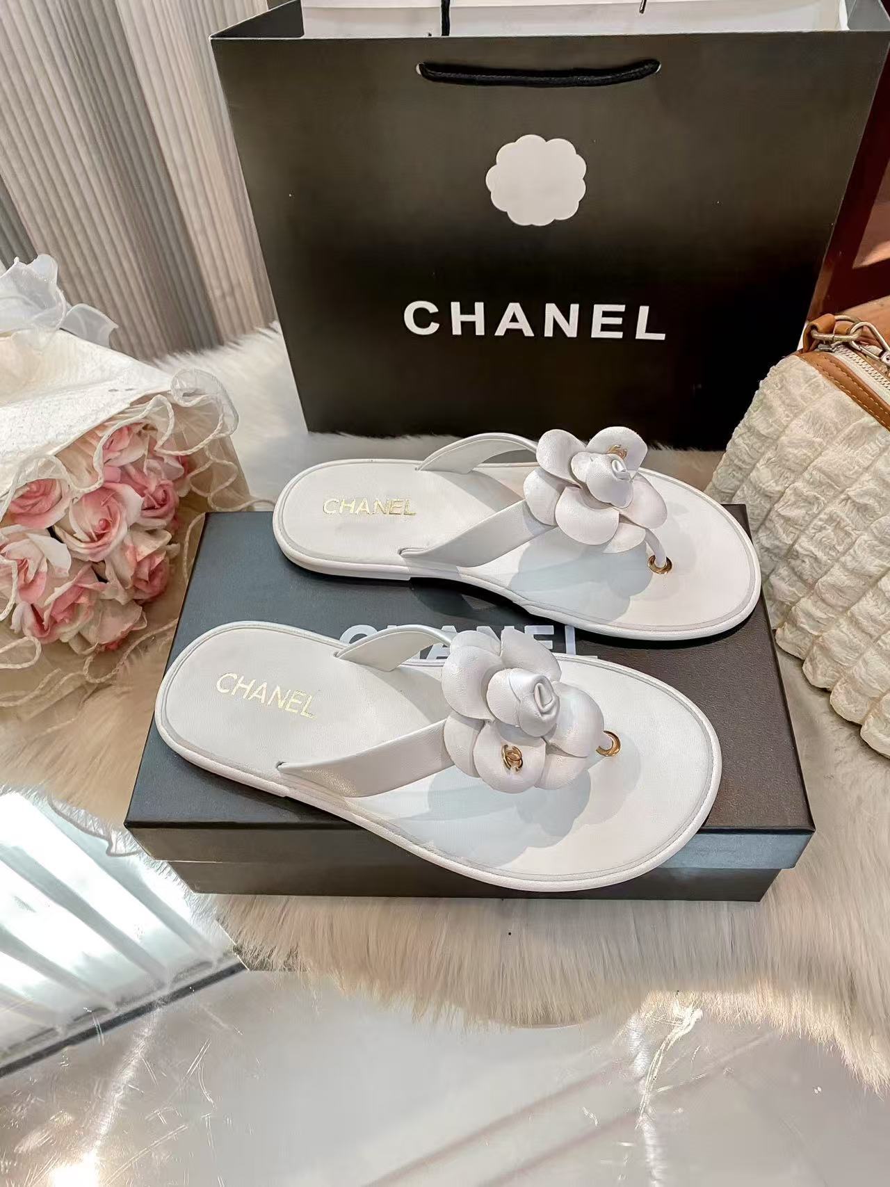 CHANE1 カメリアスリッパ【50％割引+送料無料】