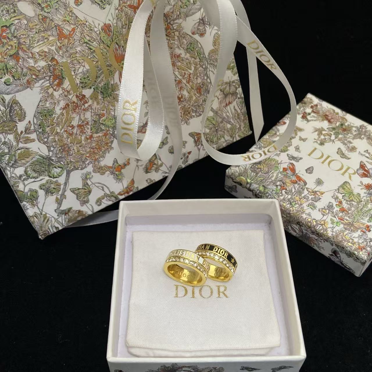 DIOR ダイヤモンド アルファベット リング【50％割引+送料無料】
