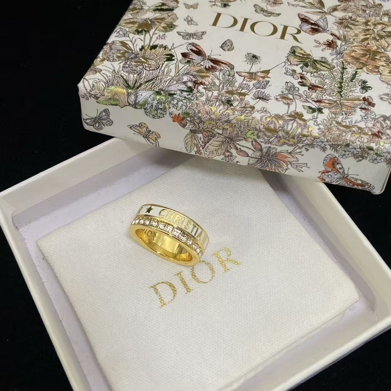 DIOR ダイヤモンド アルファベット リング【50％割引+送料無料】