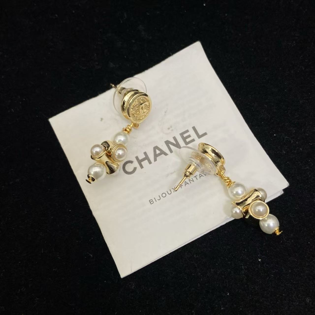 CHANE1 ラウンドダブルCパールスタッドピアス【50％割引+送料無料】