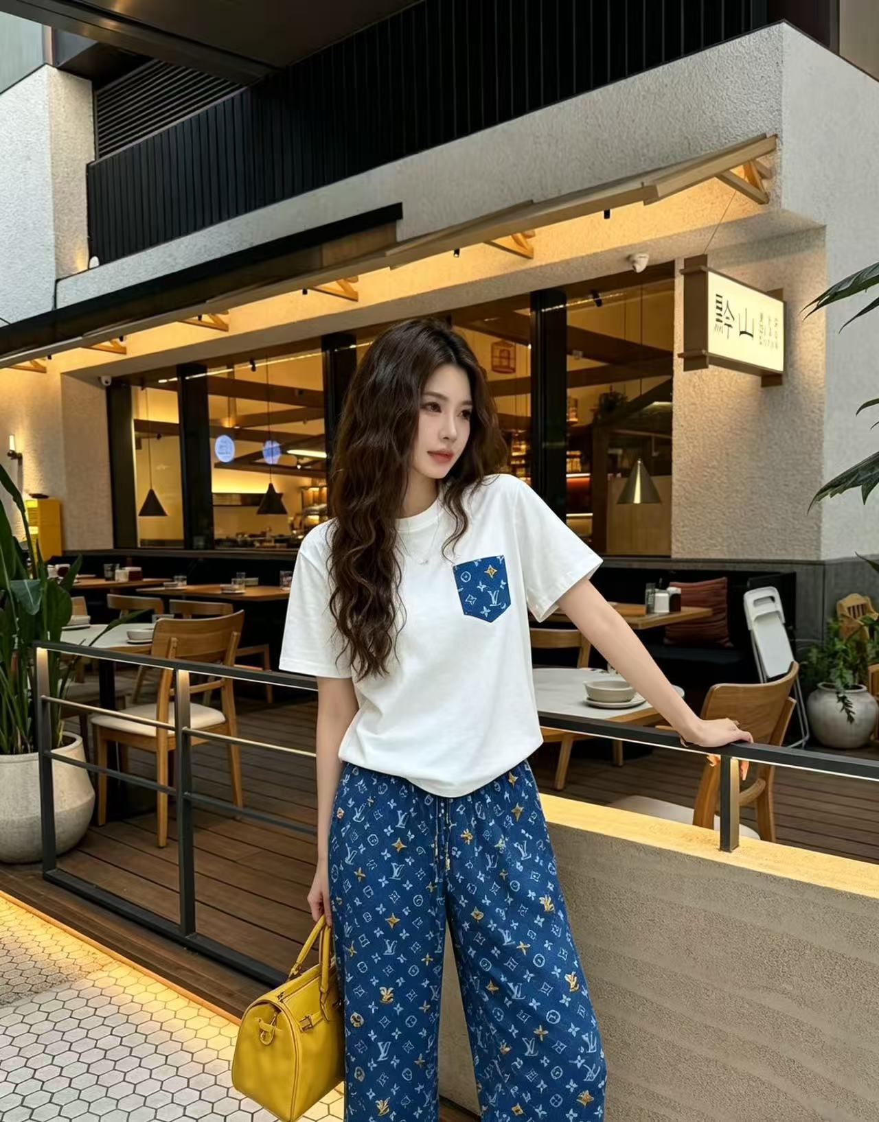 LVポケット付きTシャツ＋パンツのツーピースセット【50％割引+送料無料】