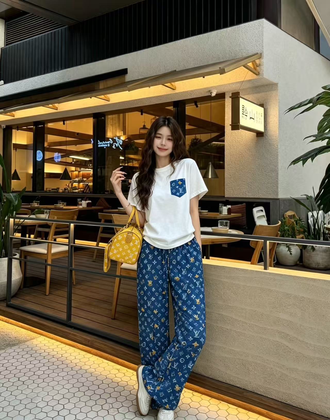 LVポケット付きTシャツ＋パンツのツーピースセット【50％割引+送料無料】