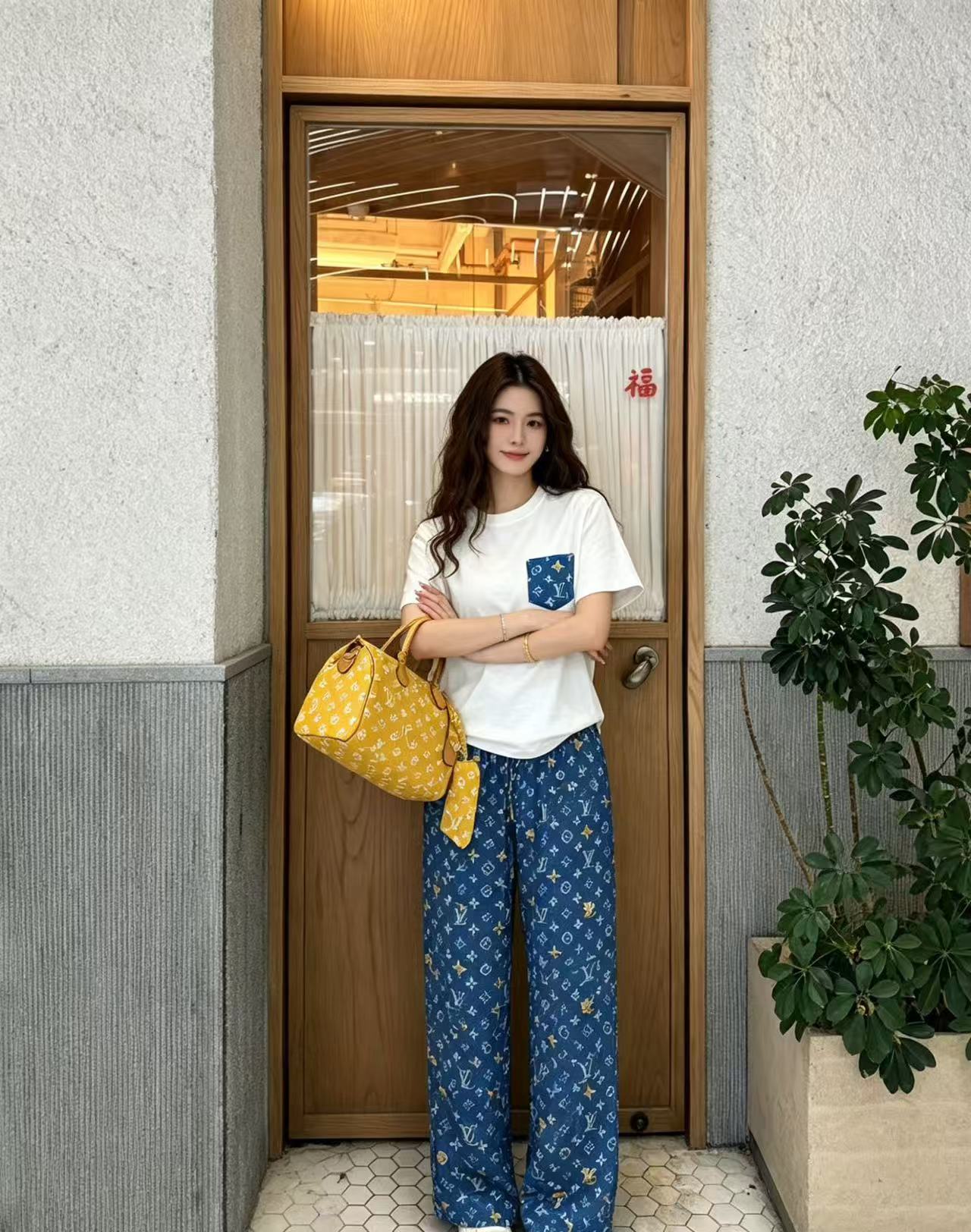 LVポケット付きTシャツ＋パンツのツーピースセット【50％割引+送料無料】