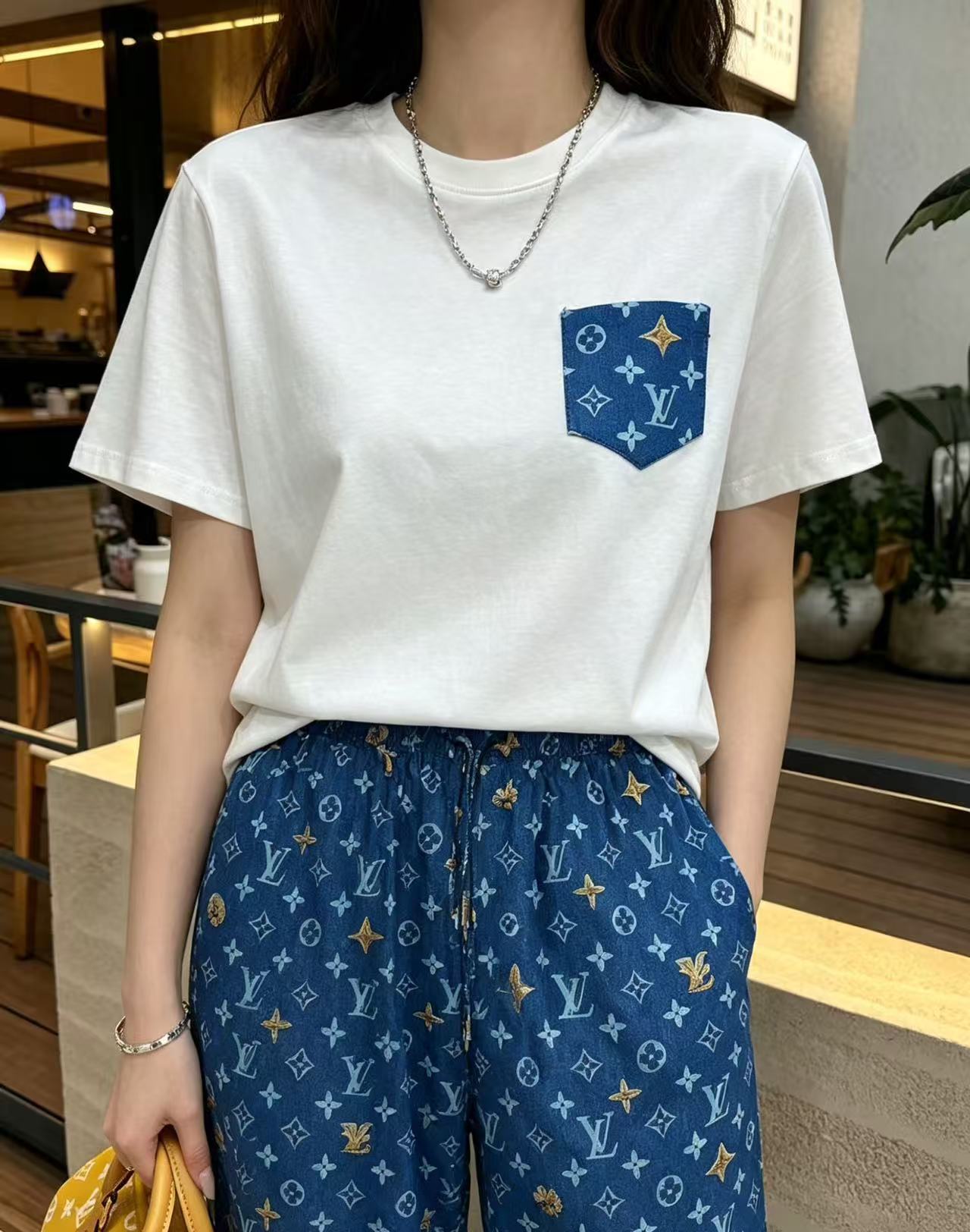 LVポケット付きTシャツ＋パンツのツーピースセット【50％割引+送料無料】