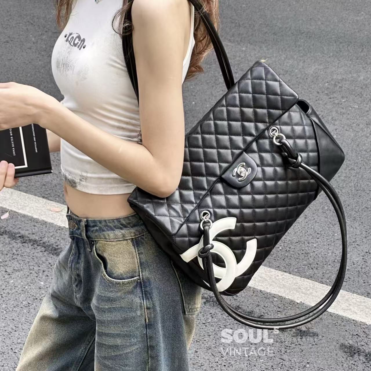 CHANE1 パンダ ダブルC エアポートバッグ【50％割引+送料無料】