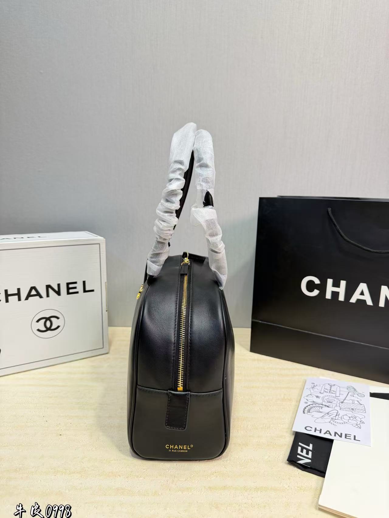 CHANE1 シンプルダブルCレザーハンドバッグ【50％割引+送料無料】