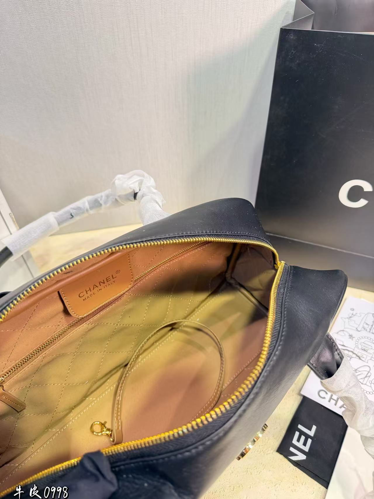 CHANE1 シンプルダブルCレザーハンドバッグ【50％割引+送料無料】