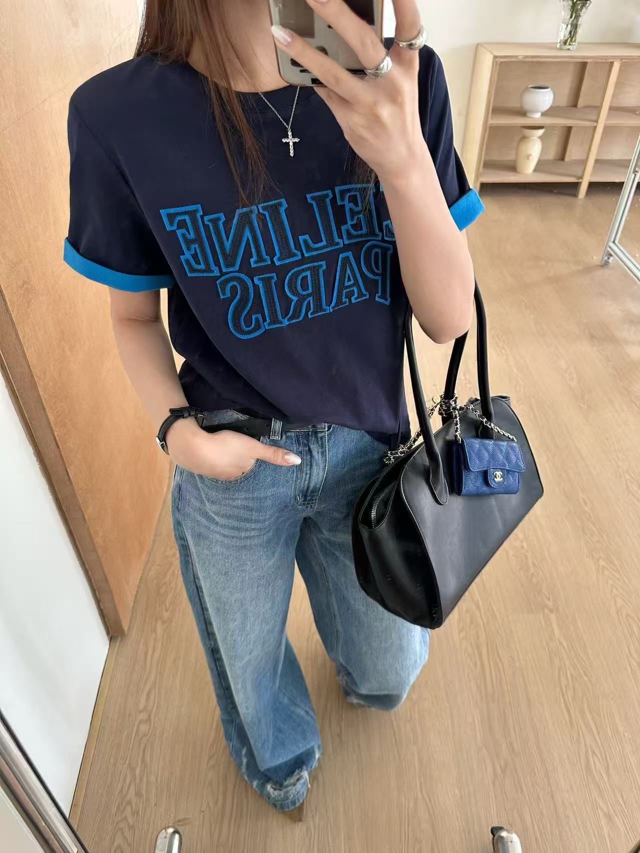 CEL1NE カラーブロックレターTシャツ【50％割引+送料無料】