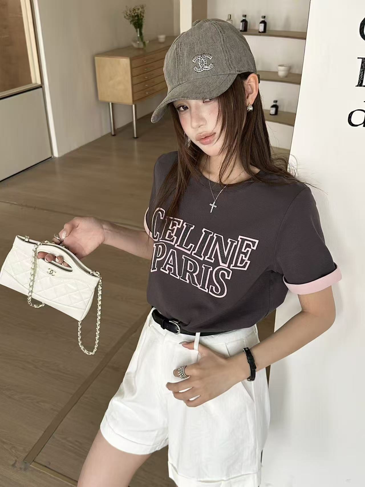 CEL1NE カラーブロックレターTシャツ【50％割引+送料無料】