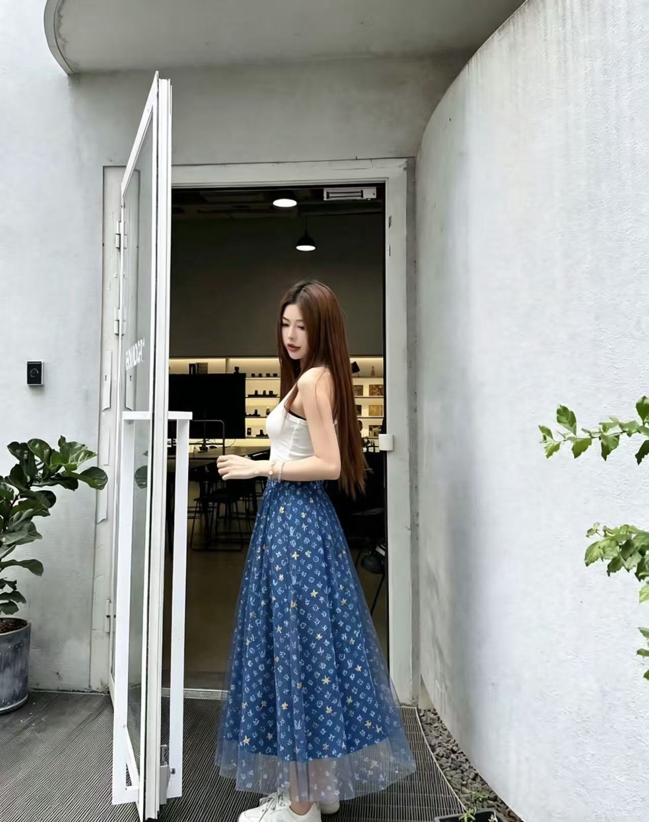 LVプリント メッシュスカート【50％割引+送料無料】