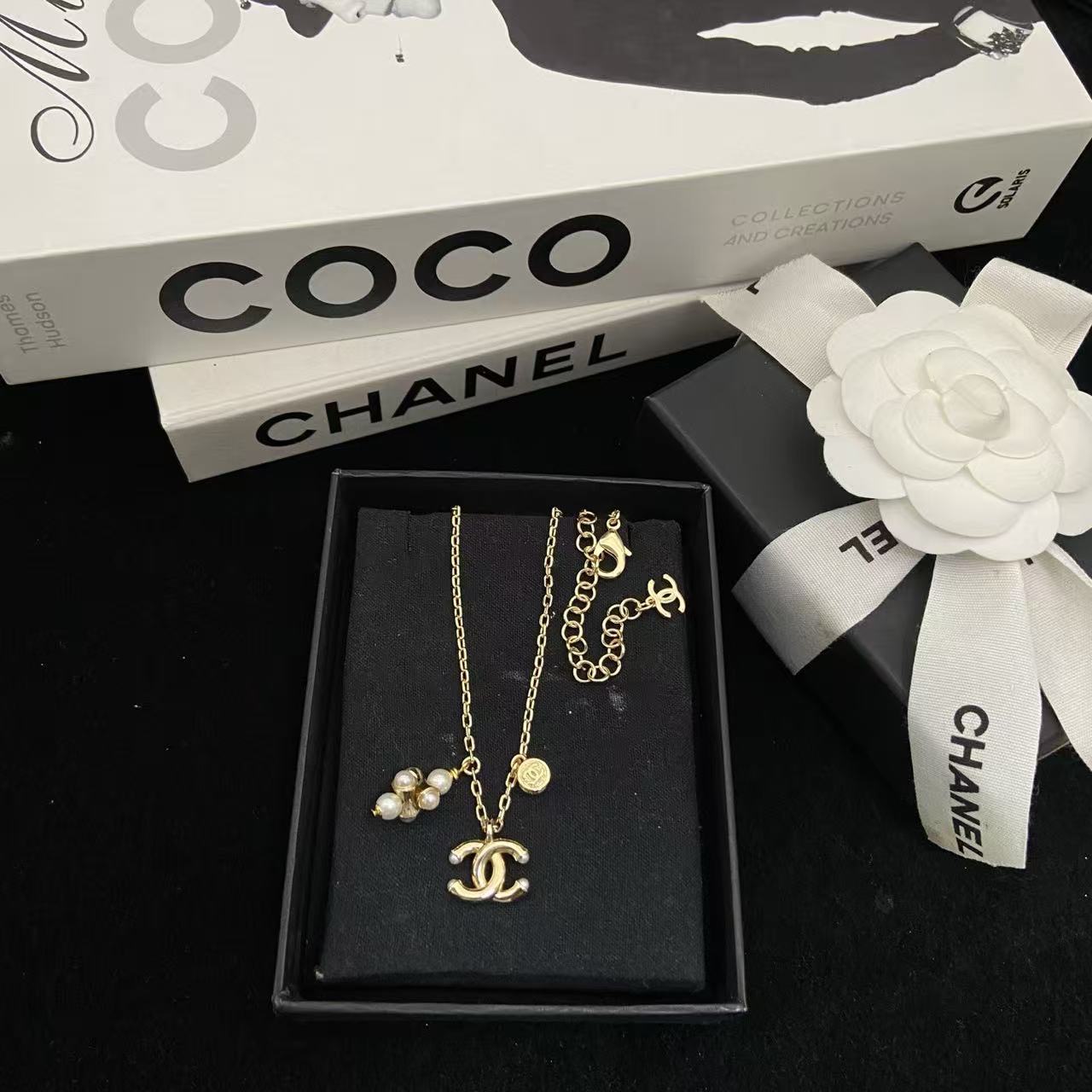 CHANE1 ダブルCパールネックレス【50％割引+送料無料】
