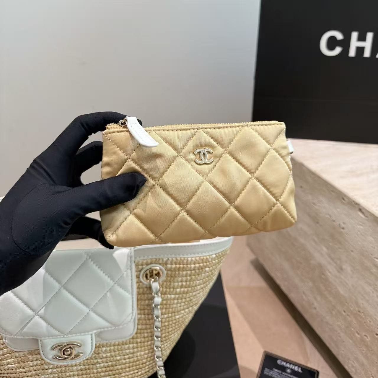 CHANE1 ラフィアチェーンストローバッグ【50％割引+送料無料】