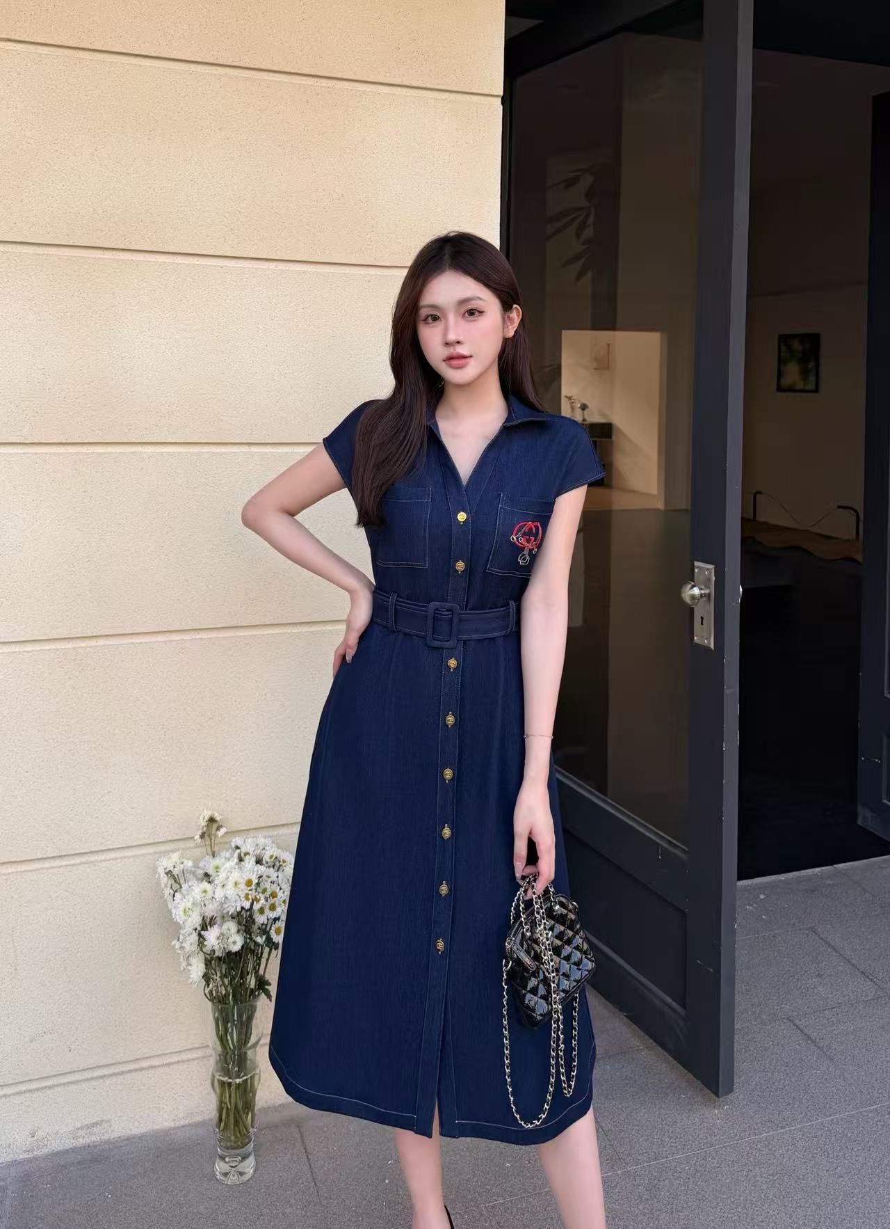GUCCI メタルボタン付き高品質デニムワンピース【50％割引+送料無料】