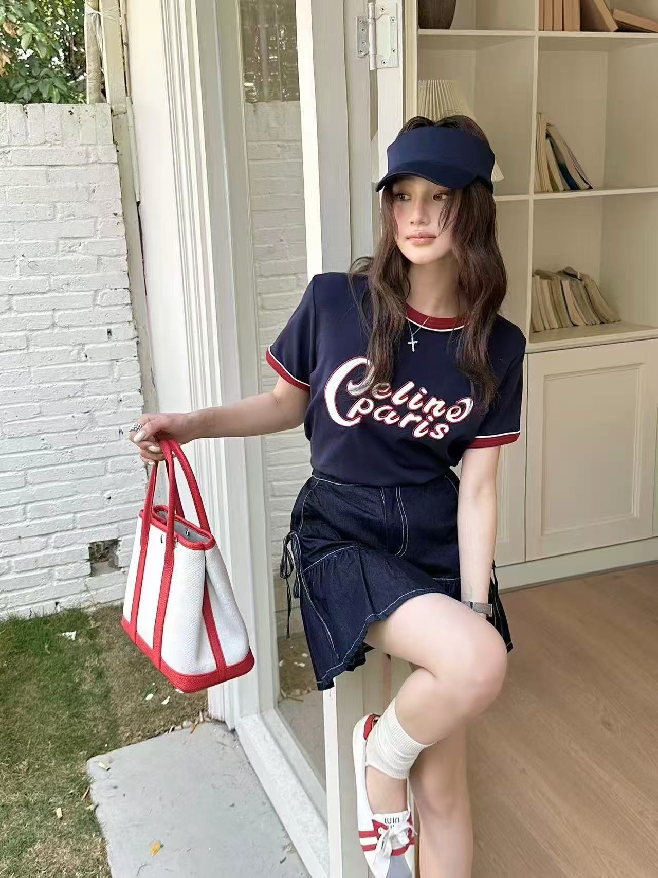 CEL1NE カラーブロックレターTシャツ【50％割引+送料無料】