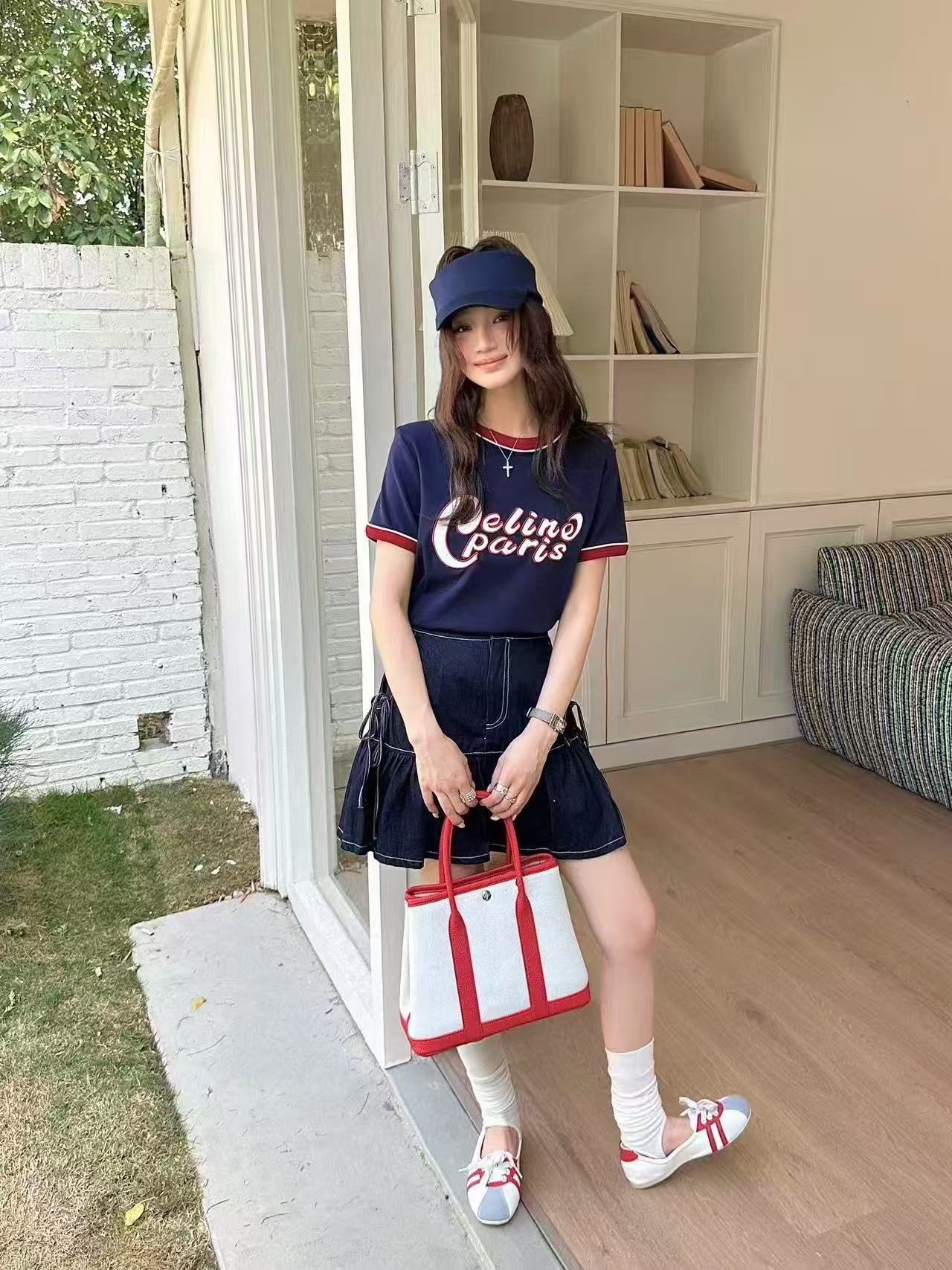 CEL1NE カラーブロックレターTシャツ【50％割引+送料無料】