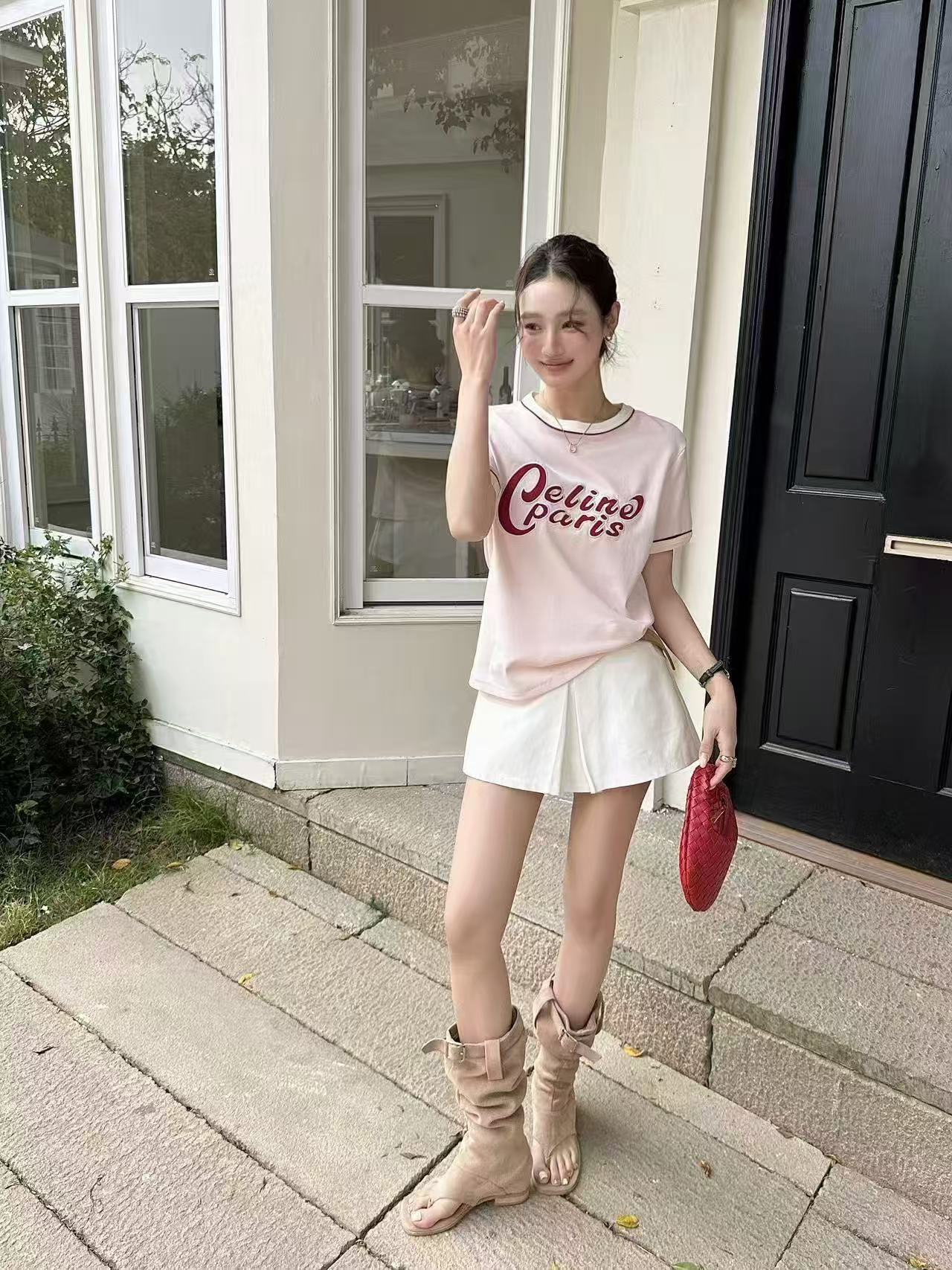 CEL1NE カラーブロックレターTシャツ【50％割引+送料無料】