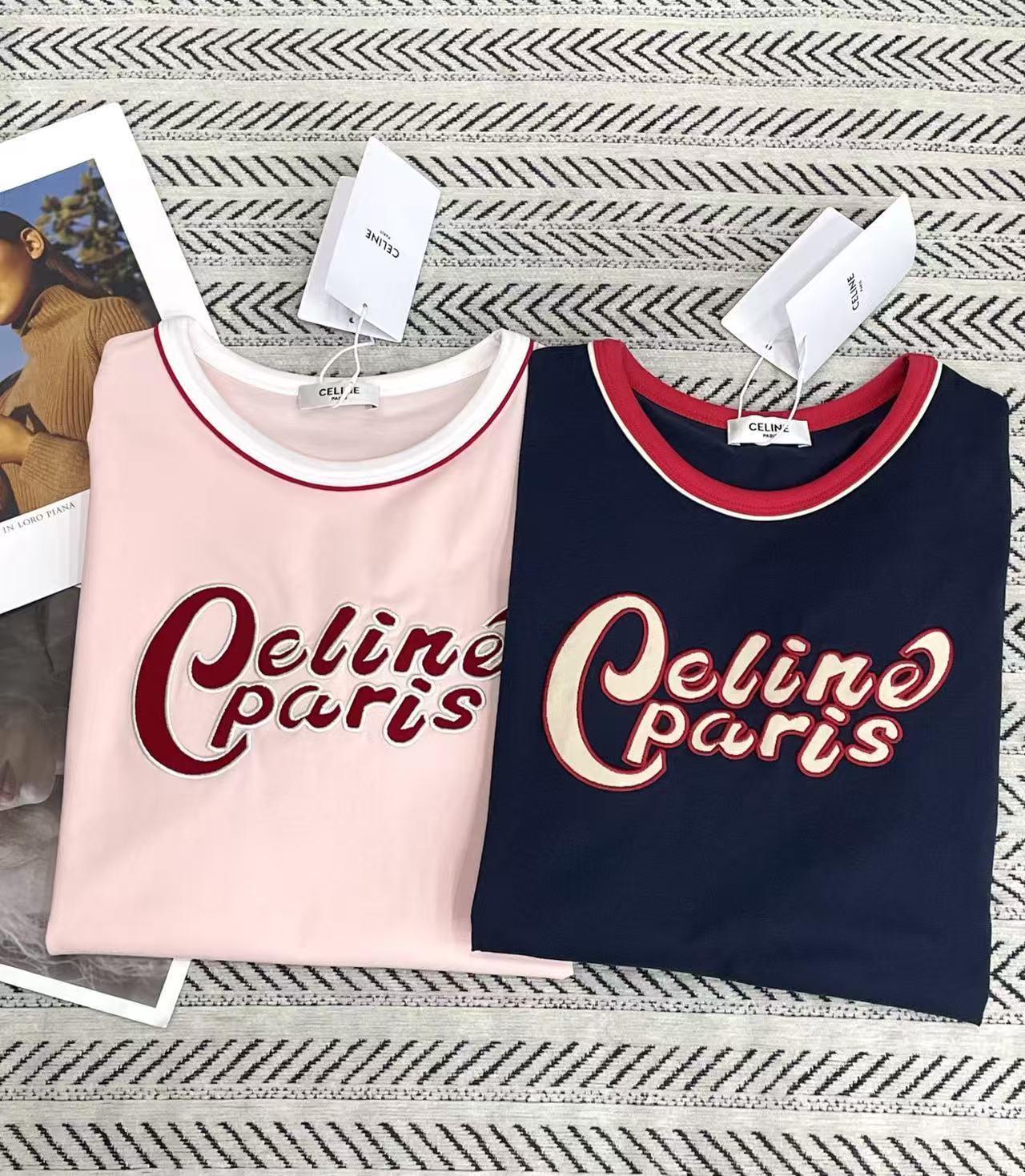 CEL1NE カラーブロックレターTシャツ【50％割引+送料無料】