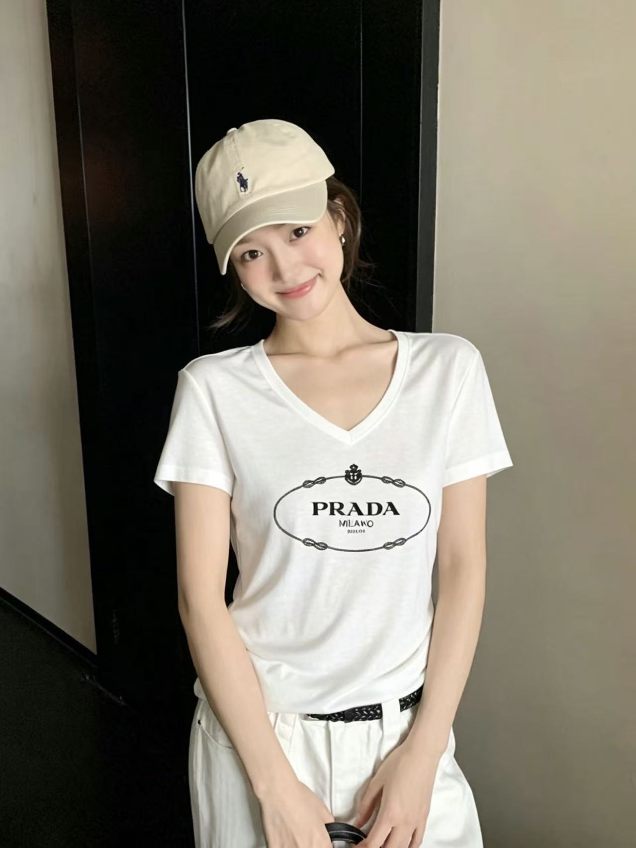 PR4DA シンプルVネックレターTシャツ【50％割引+送料無料】