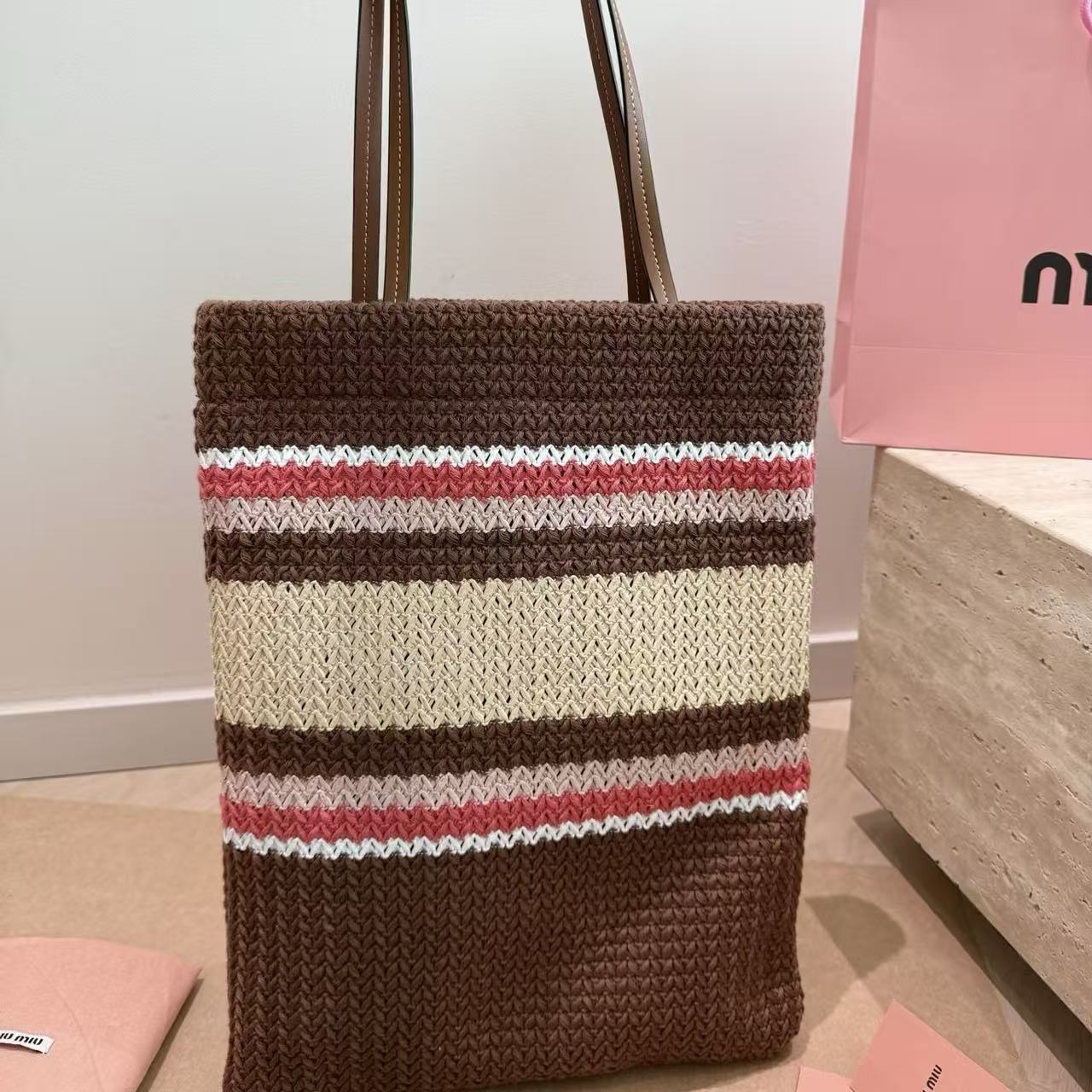 M1UM1Uカラフルな編み込みショッピングバッグ【50％割引+送料無料】