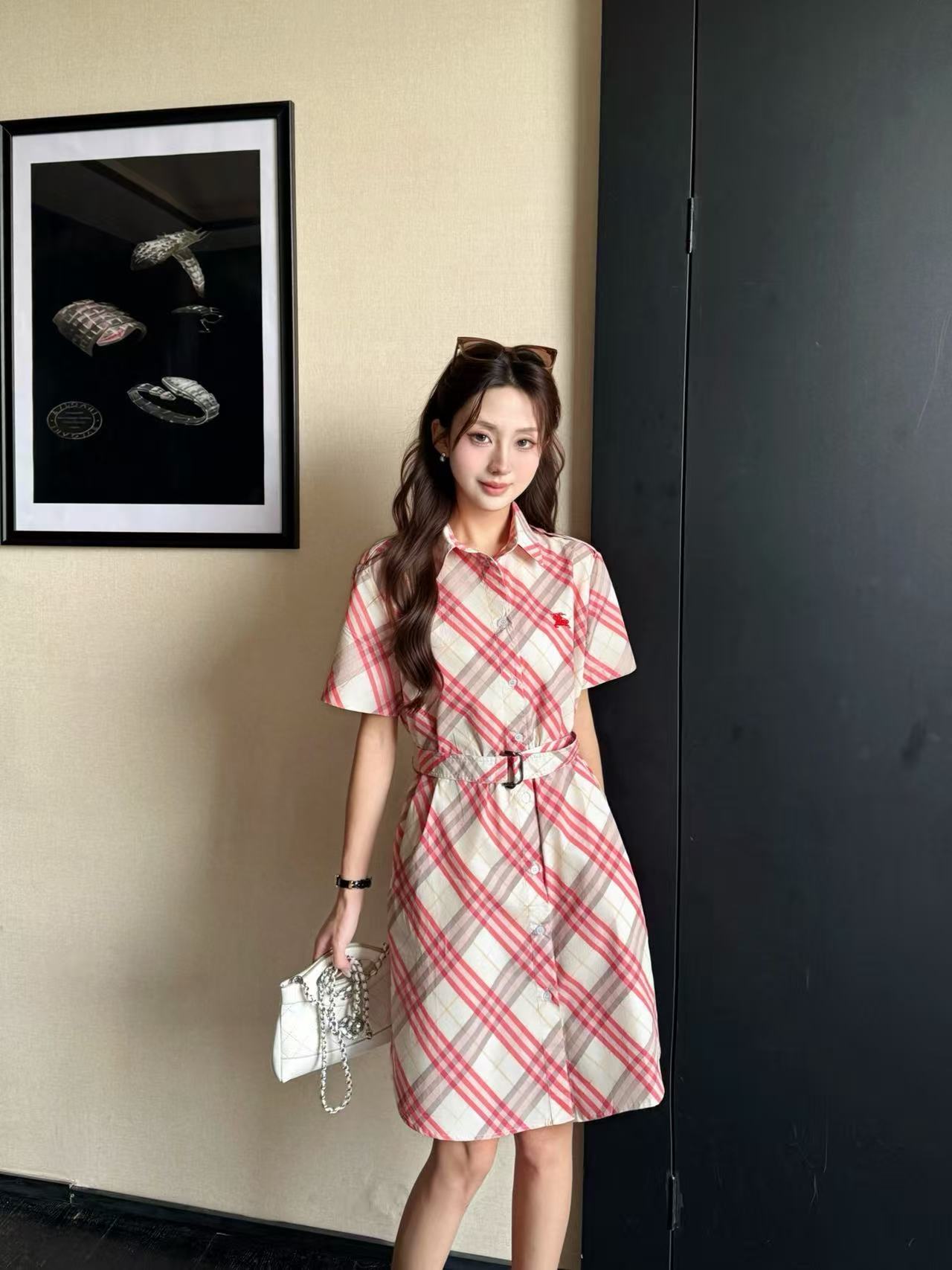 BUR8ERRY 高品質フード付きチェック柄ワンピース【50％割引+送料無料】
