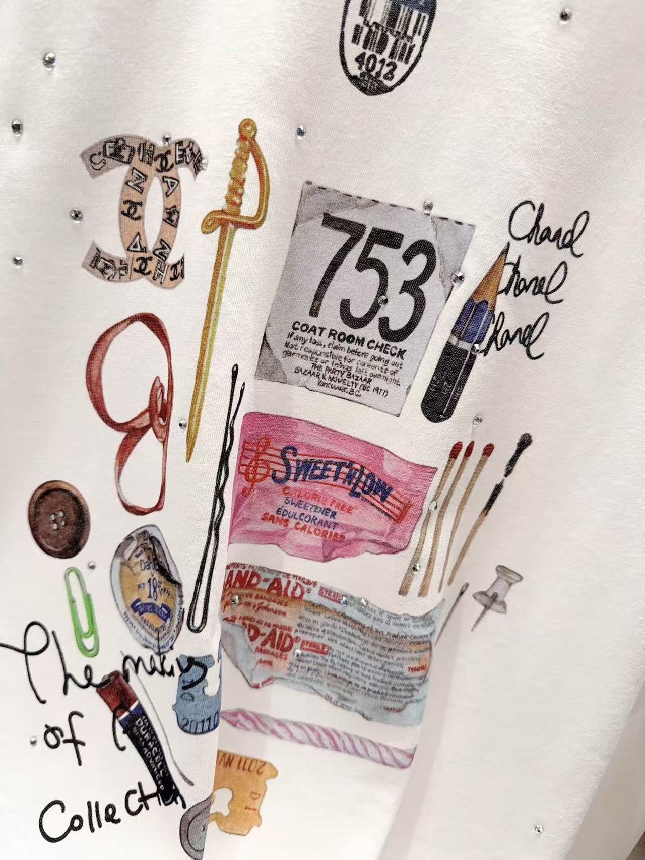 CHANE1 ラインストーン付き音符柄日焼け止め長袖Tシャツ【50％割引+送料無料】