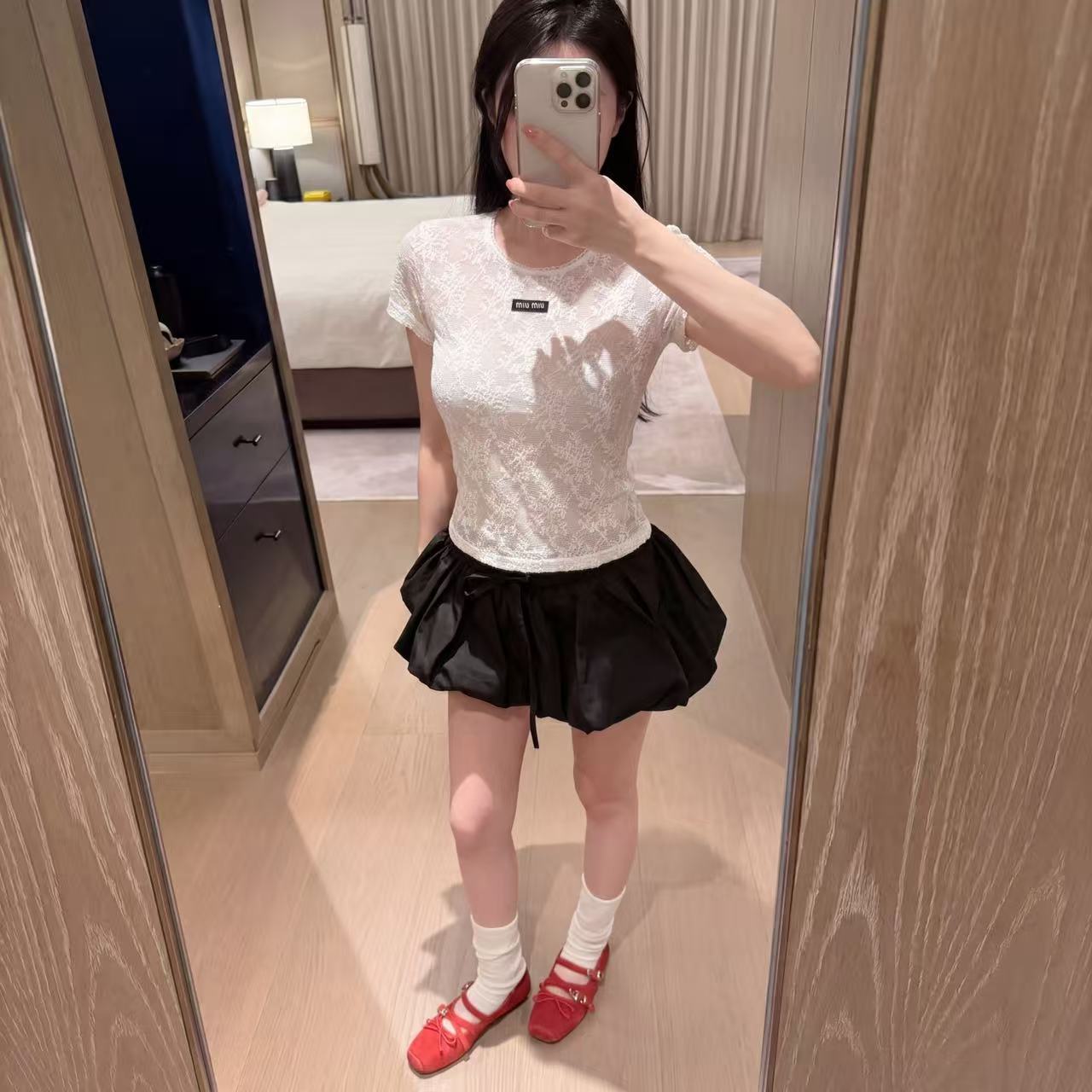 M1UM1U レースTシャツ＋スカート ツーピースセット【50％割引+送料無料】