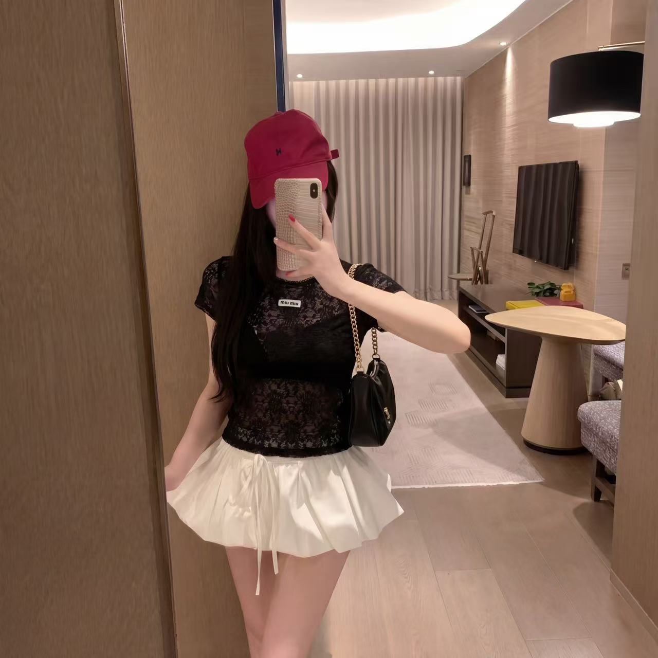 M1UM1U レースTシャツ＋スカート ツーピースセット【50％割引+送料無料】