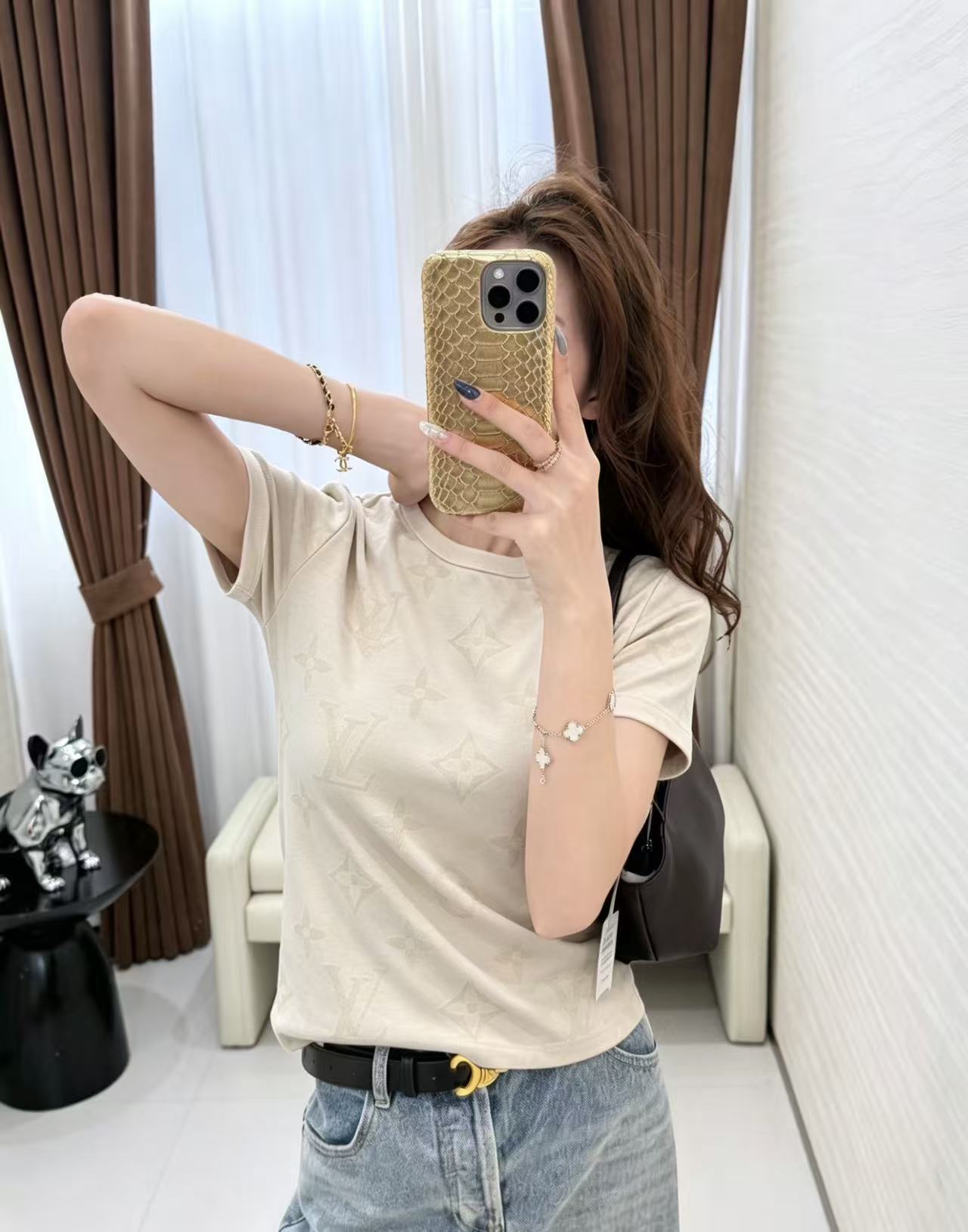 LV四つ葉のクローバー柄Tシャツ【50％割引+送料無料】