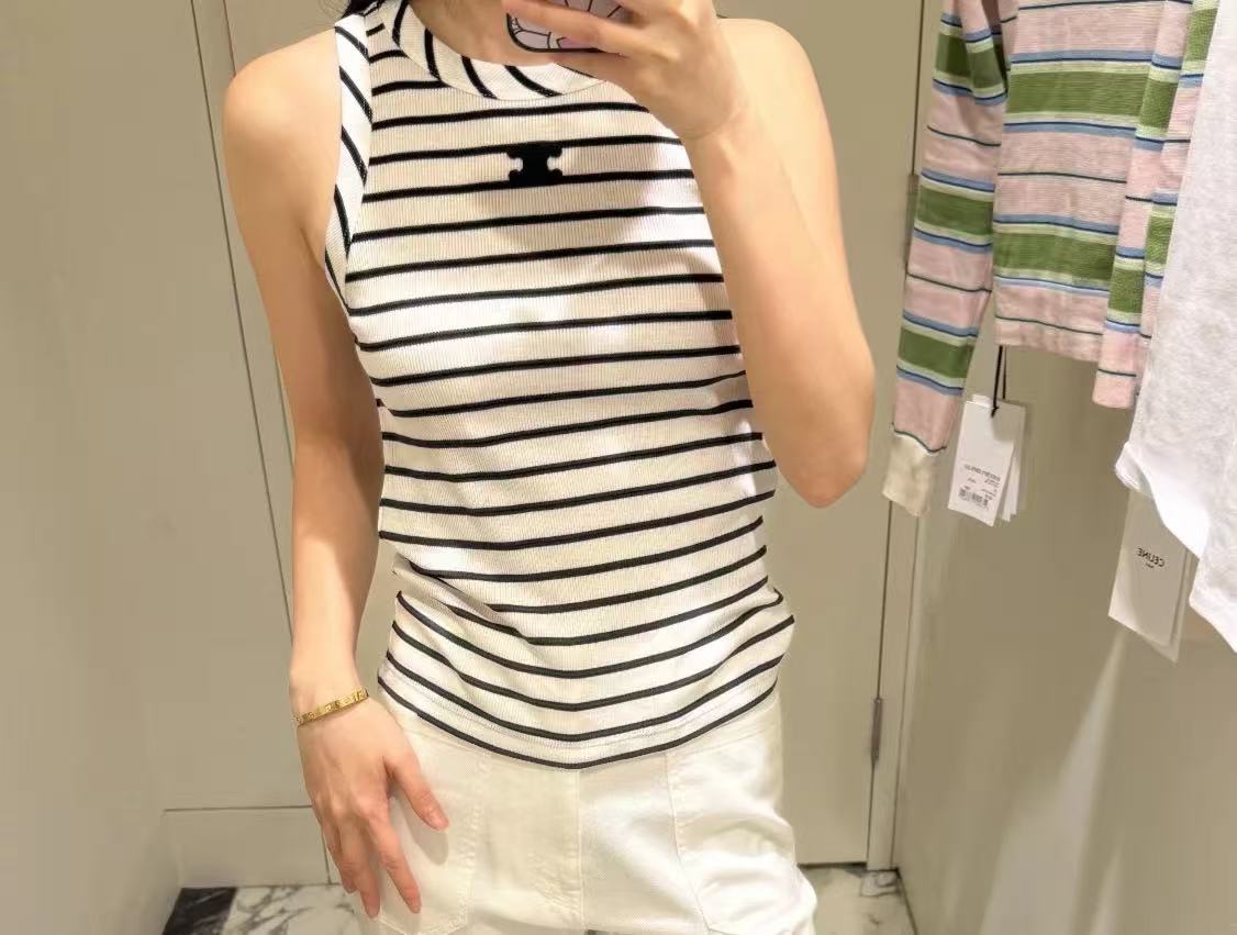 CEL1NE 凱旋門 ストライプベスト Tシャツ【50％割引+送料無料】