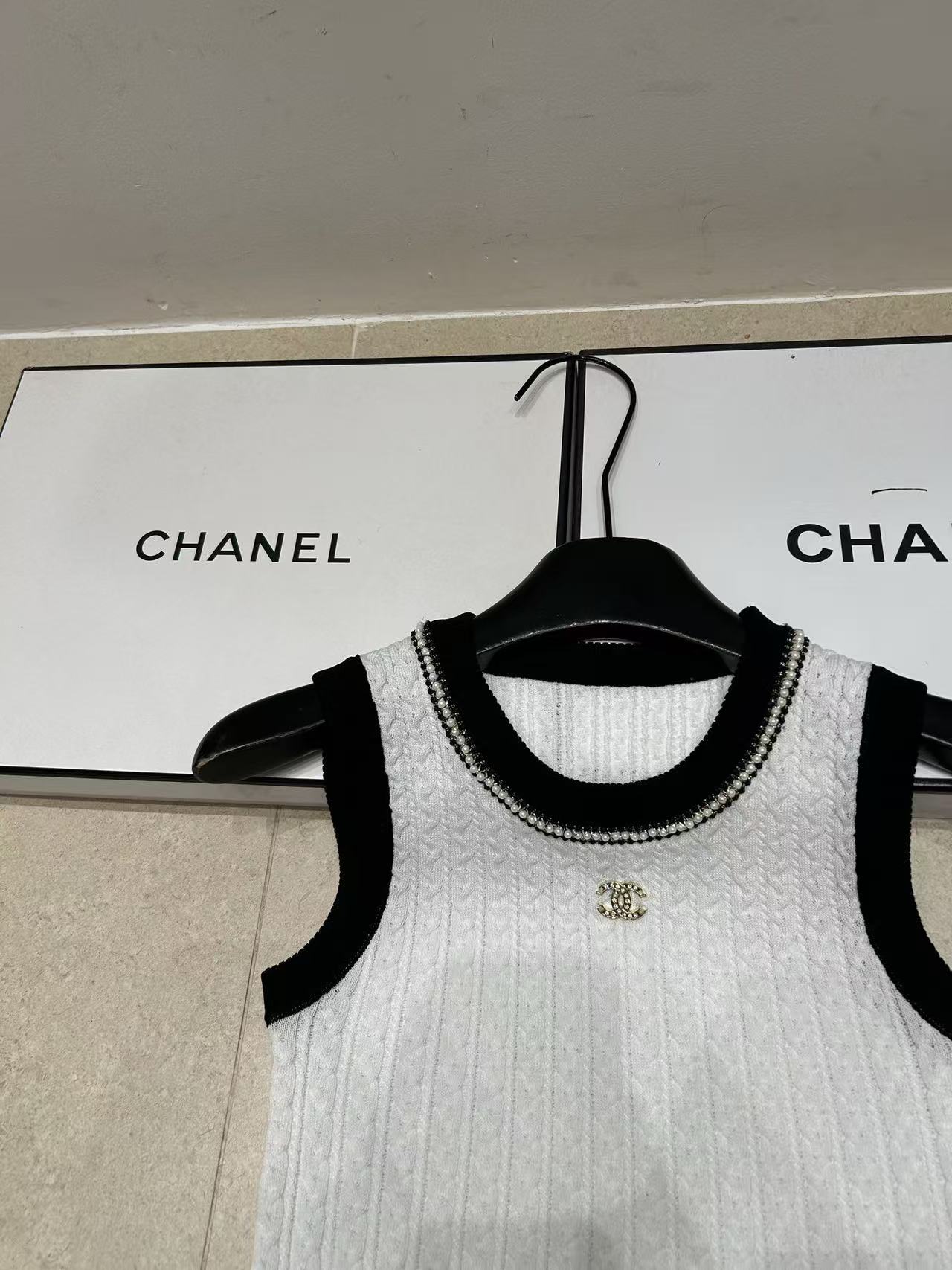 CHANE1 ダブルCカラーブロックウールベスト【50％割引+送料無料】