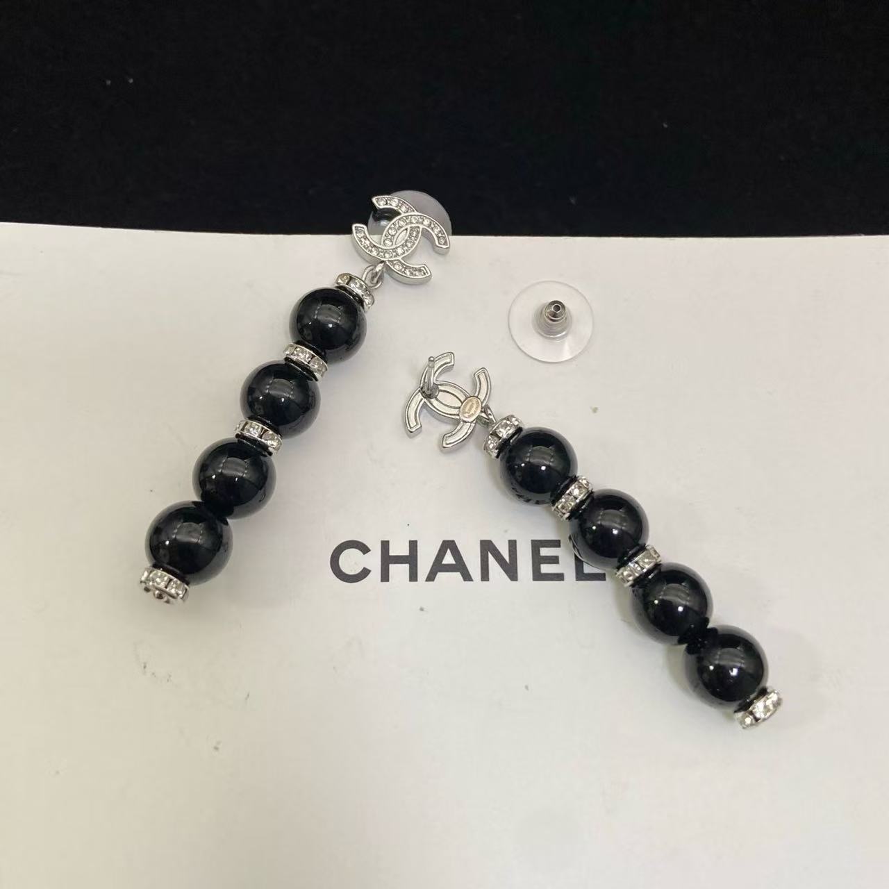 CHANE1 ダブルCタッセルパールスタッドピアス【50％割引+送料無料】