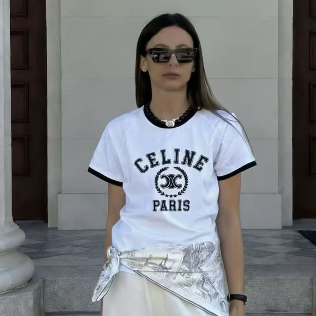 CEL1NE カラーブロックレターTシャツ【50％割引+送料無料】