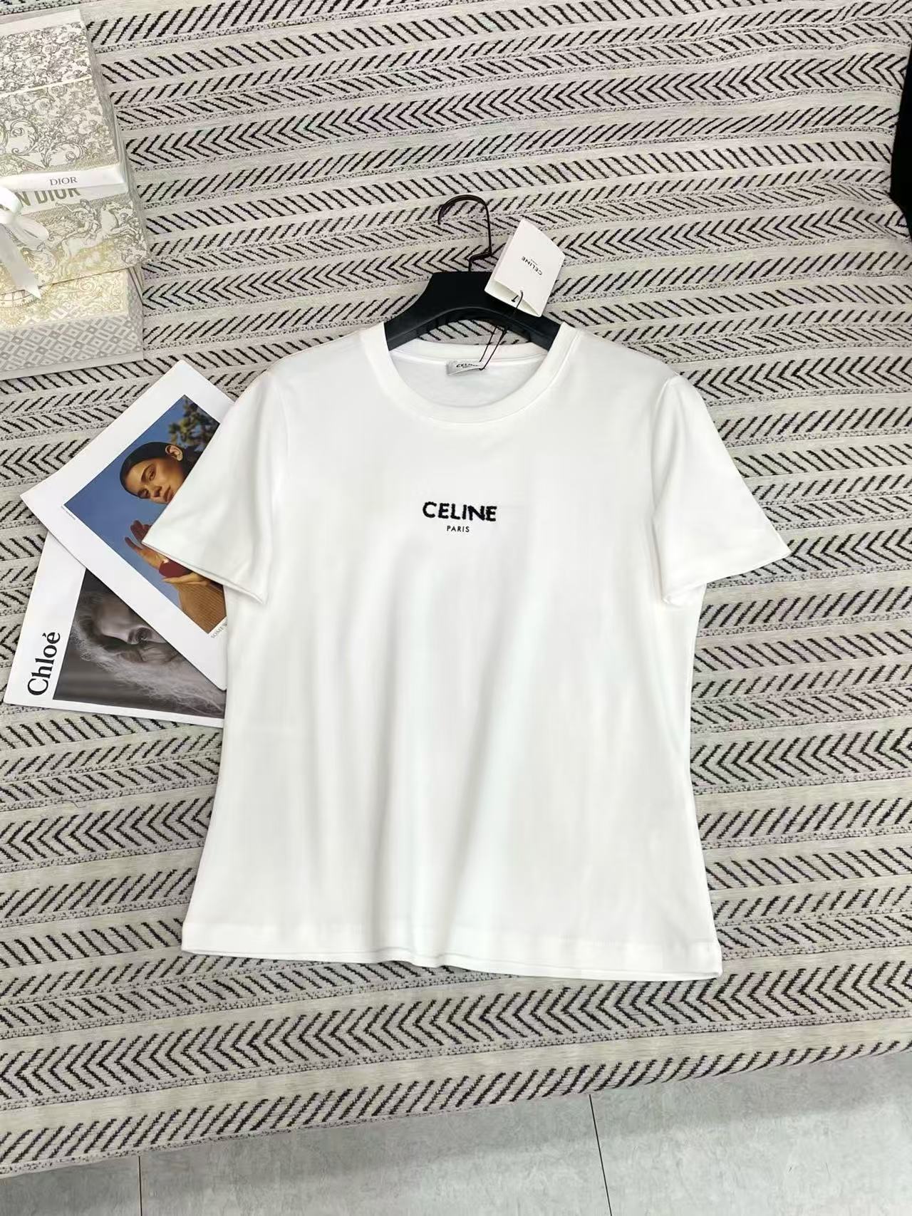 CEL1NE ビーズ文字Tシャツ【50％割引+送料無料】