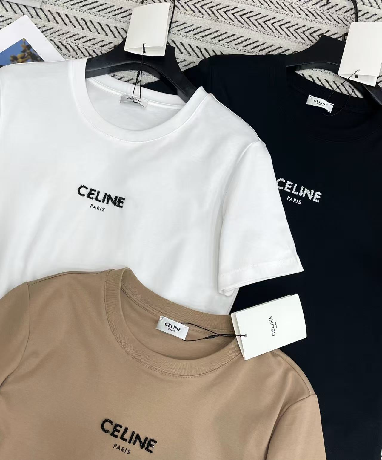 CEL1NE ビーズ文字Tシャツ【50％割引+送料無料】