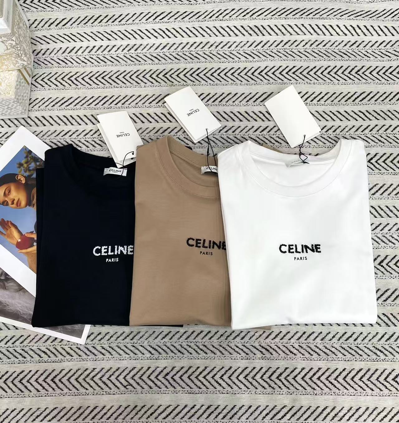 CEL1NE ビーズ文字Tシャツ【50％割引+送料無料】